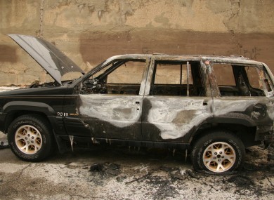 A burned-out Jeep in Chicago