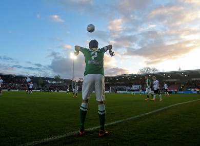 Cork's John Kavanagh takes a throw-in last night.