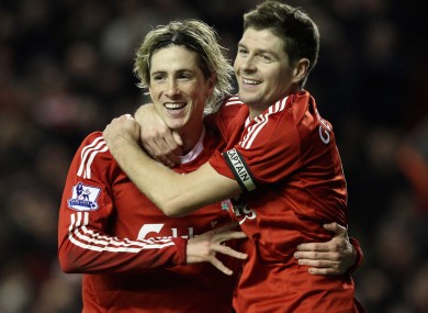Torres and Gerrard during their time as Liverpool team-mates.