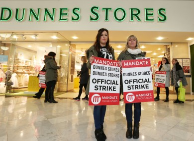 File photo of staff protesting outside Dunnes Stores.
