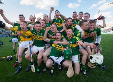 Kerry hurlers celebrate Christy Ring Cup glory.