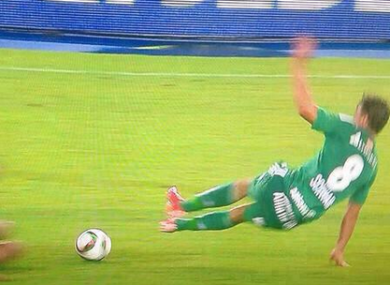 Stefan Schwab deservedly saw a red card for this.