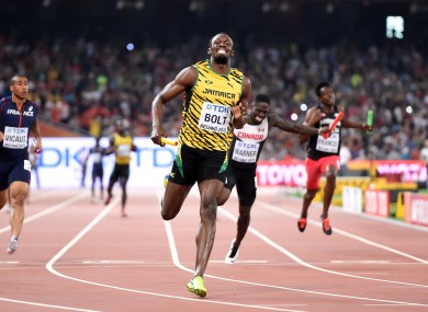 Jamaica win the Men's 4x100m relay as Usain Bolt leads them home.