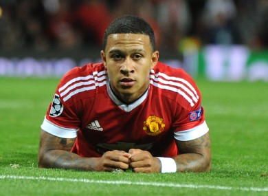 Memphis Depay pictured during the Champions League play-off round last night.