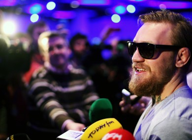 Conor McGregor speaking to the press at the Convention Centre in Dublin earlier this year.