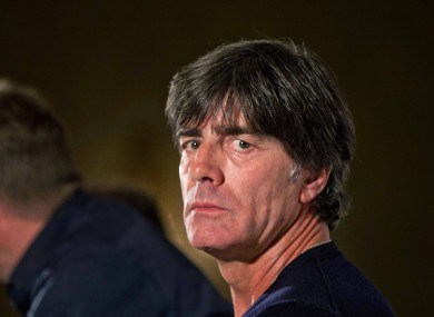 Germany Manager Joachim Löw at today's press conference in Dublin.
