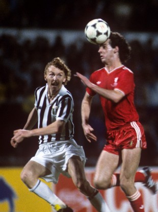 Jim Beglin in action for Liverpool in the European Cup.