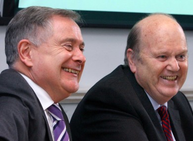 Brendan Howlin and Michael Noonan earlier today