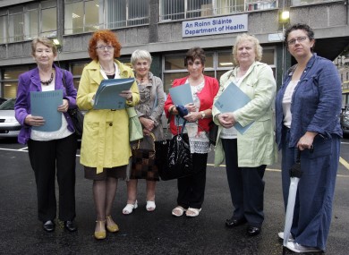 Members of Survivors of Symphysiotomy stand outside the Department of Health in September 2014.