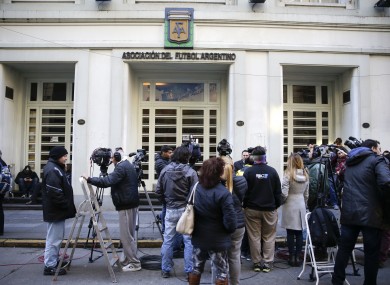 The great and good of Argentina's press wait for Diego Maradona.