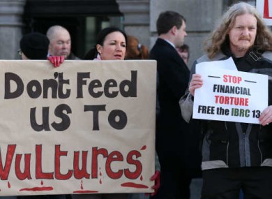 A 2014 protest by homeowners against the sale of their mortgages to unregulated investment firms