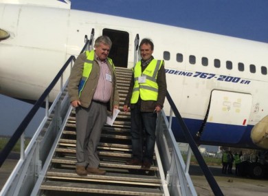 David (right) with the Boeing 767