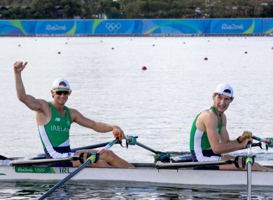 The O'Donovan brothers celebrating their Olympic final qualification today.