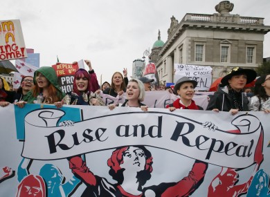 Demonstrators at the 5th Annual March for Choice which marched through Dublin city on Saturday.