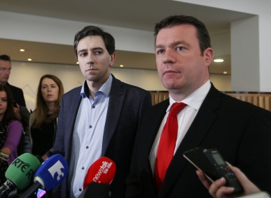 Simon Harris and Alan Kelly pictured last year
