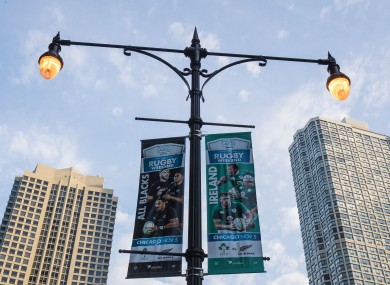 Advertisements for Saturday's match adorn lampposts all over the city centre.