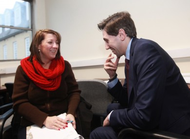 Minister for Health Simon Harris TD as he speaks to Tiffany Webber at Dr Steevens' Hospital in Dublin today.