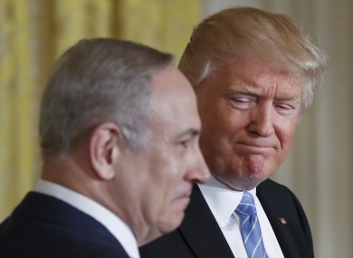 Trump with Israeli President Benjamin Netanyahu today.
