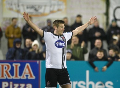 Dundalk's Patrick McEleney celebrates scoring his second goal.