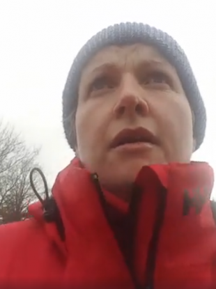 Vera Twomey on her walk yesterday.