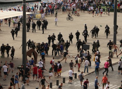 French riot police clashed with Russian and English fans in Marseille during Euro 2016.