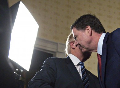 Trump and Comey meeting in the White House.