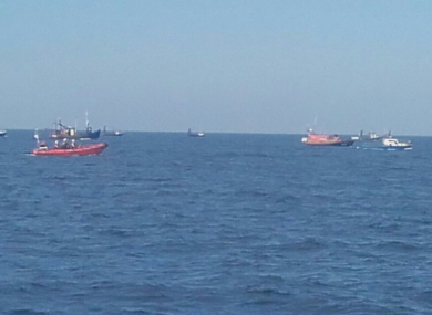 Boats involved in the search for the fisherman just north of Skerries.