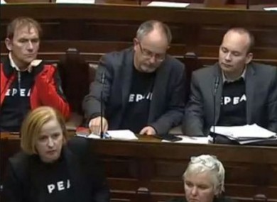 Solidarity/PBP TDs wearing Repeal jumpers in Dáil Éireann last September.