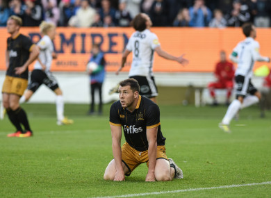 Brian Gartland dejected after Rosenborg's winning goal.