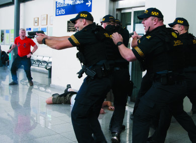 Gardaí take part in staged terrorism attack.