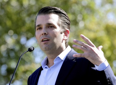 Donald Trump Jr. campaigns for his father days before the election in November last year.