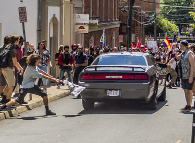 A car ploughs into an anti-Nazi rally in Charlottesville, Virginia.