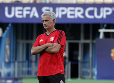 Mourinho at the Philip II Arena during yesterday's training.