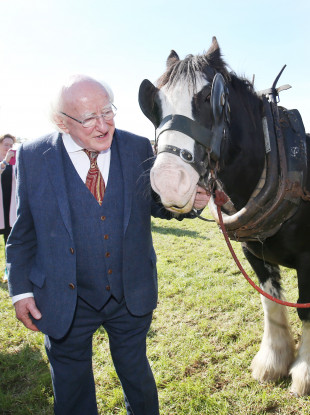 President of Ireland Michael D Higgins at the first day of the Ploughing Championships in Screggan, Tullamore.