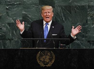 Trump addressing the UN today.