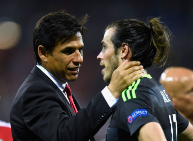 Former Wales coach Chris Coleman and Gareth Bale