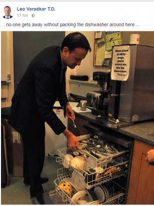 Leo Varadkar posted this snap of him carrying out his chores at work.