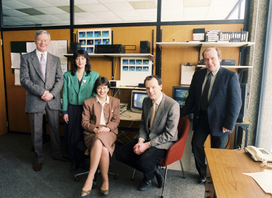 Gerald Fleming, Evelyn Cusack and the Met Éireann presenting team, back in 1990.