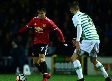 Alexis Sanchez in action for Manchester United against Yeovil Town