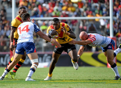 Kato Ottio of Papua New Guinea pictured playing against the USA at the Rugby League World Cup last November.