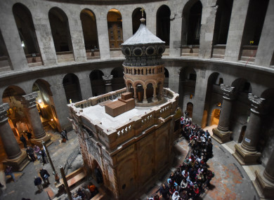 The renovated Edicule, traditionally believed to be the tomb of Jesus Christ, is seen in the Church of the Holy Sepulchre in Jerusalem's Old City.
