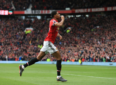 Marcus Rashford scored twice in the space of 10 minutes against Liverpool.