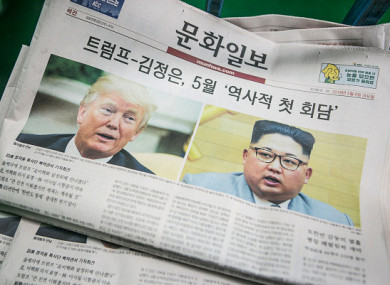 Copies of the Munhwa Ilbo newspaper sit in a pile at the paper's printing facility in Seoul, South Korea.