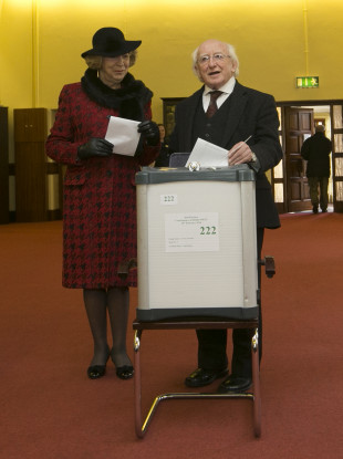 President Michael D Higgins and wife Sabina vote in the 2016 General Election.