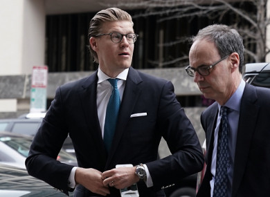 Alex van der Zwaan (left) arriving at court today