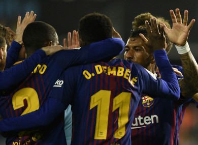 Barcelona celebrate at Celta Vigo