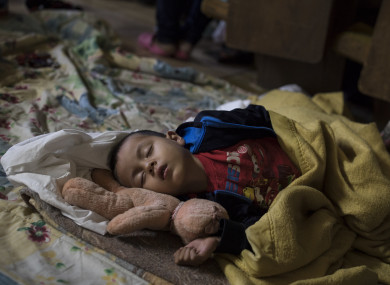 A child travelling among the caravan of migrants at a shelter in Tijuana, Mexico.