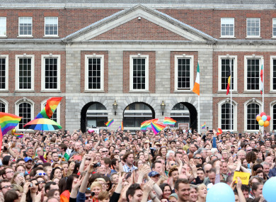 Crowds gathered to celebrate the Yes vote during the marriage equality referendum 2015.