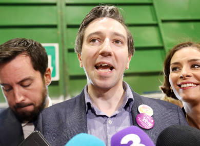 Harris speaking to the media on Saturday.