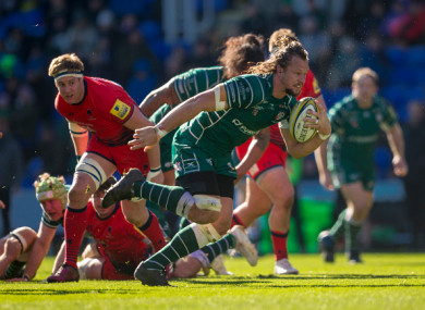 Arno Botha in possession for London Irish against Worcester Warriors in a Premiership game in February.